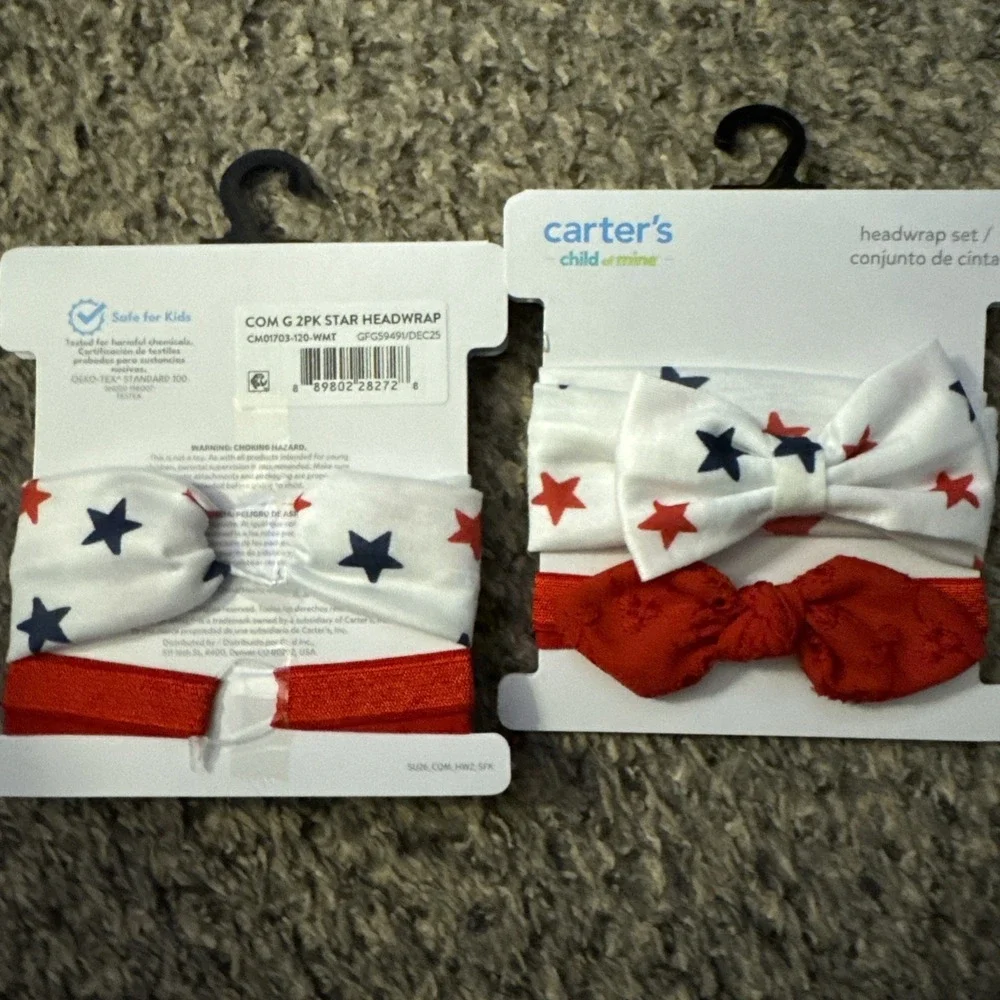 Lot Of 2 Packs Carters Baby Girl Headbands) Total 4 New